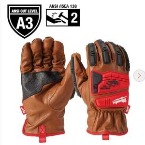 NWT Milwaukee impact cut level 3 goatskin leather gloves